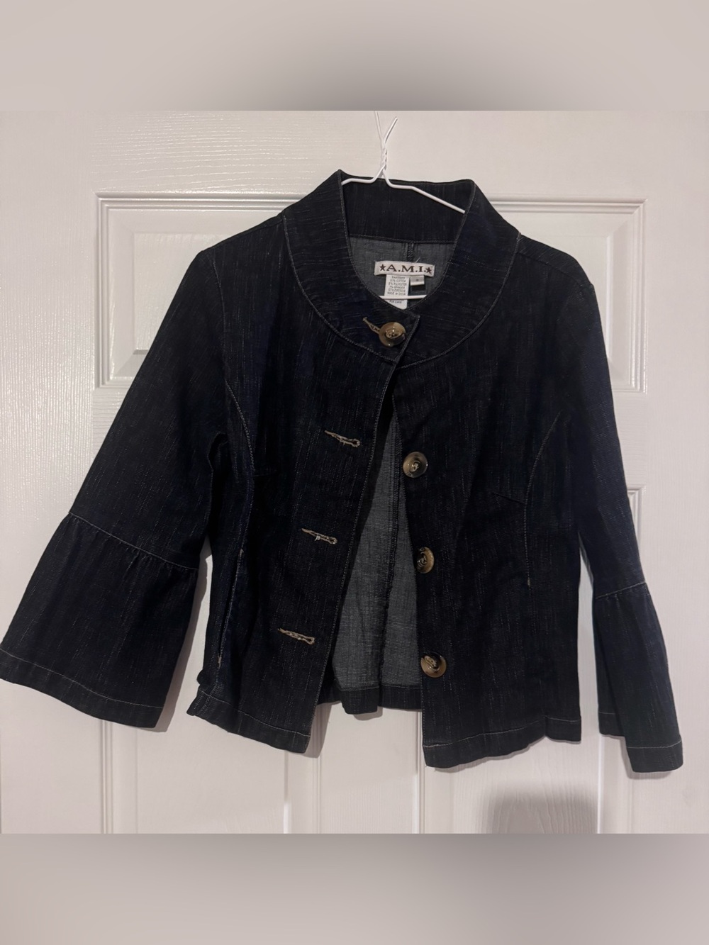 Women’s Black Denim Button-Front Jacket